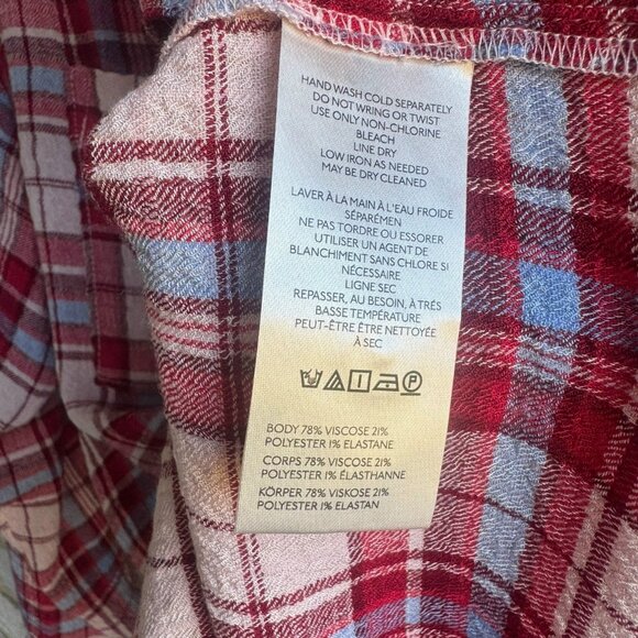 Pilcro Long Sleeve Button Up Collared Plaid Shirt Women's Size S - Picture 4 of 9